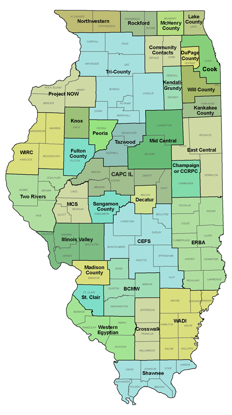 Service area map for Community Action Agencies